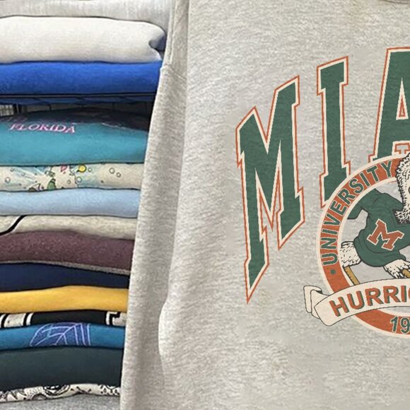 Vintage 90s Miami Hurricanes Shirt, University Of Miami Hurricanes Sweatshirt - Picture 2 of 4